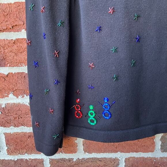 VTG Acorn Embroidered Beaded Christmas Turtleneck Size XS - Picture 4 of 6